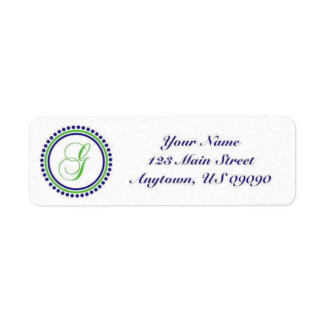 G Dot Circle Mongram Address Label (grün / blau) (Vorne)
