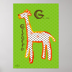 "G est affiche numérique de peinture pour girafe"