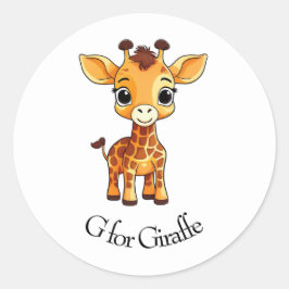 G für Giraffe Runder Aufkleber