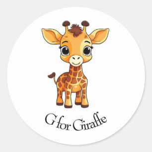 G für Giraffe Runder Aufkleber