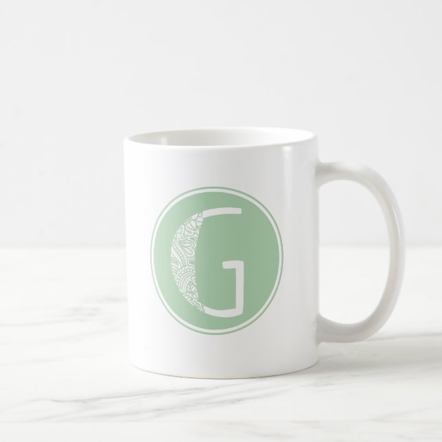 G Initial floral Monogramm Kaffeetasse (Rechts)