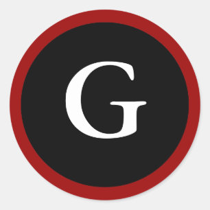 G: Initial G Letter G Red, White & Black Stickers