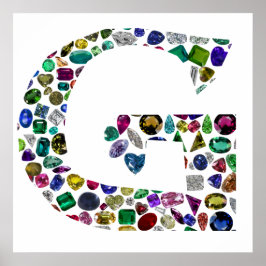 G Initial Gemstone Design Poster