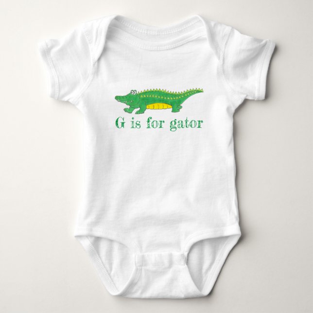 G ist für Gator Green Alligator Croc Crocodile Baby Strampler (Vorderseite)
