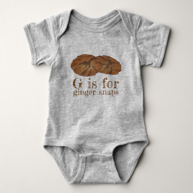 G ist für Ginger Snaps Gingernap Biscuit Cookies Baby Strampler (Vorderseite)