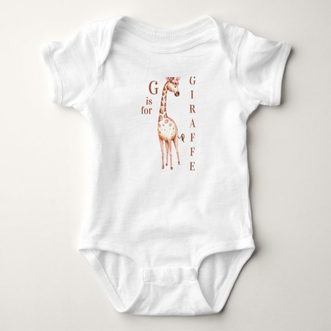 G ist für GIRAFFE Whimsical Baby Bodysuit Strampler (Vorderseite)