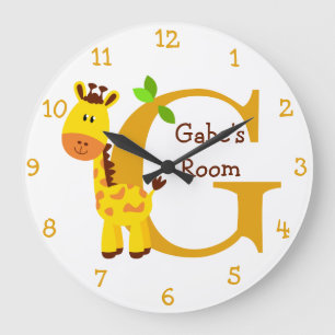 G ist für Giraffen-und der Gabriel-Kinder Große Wanduhr