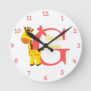 G ist für Giraffen-und der Gina-Kinder Runde Wanduhr