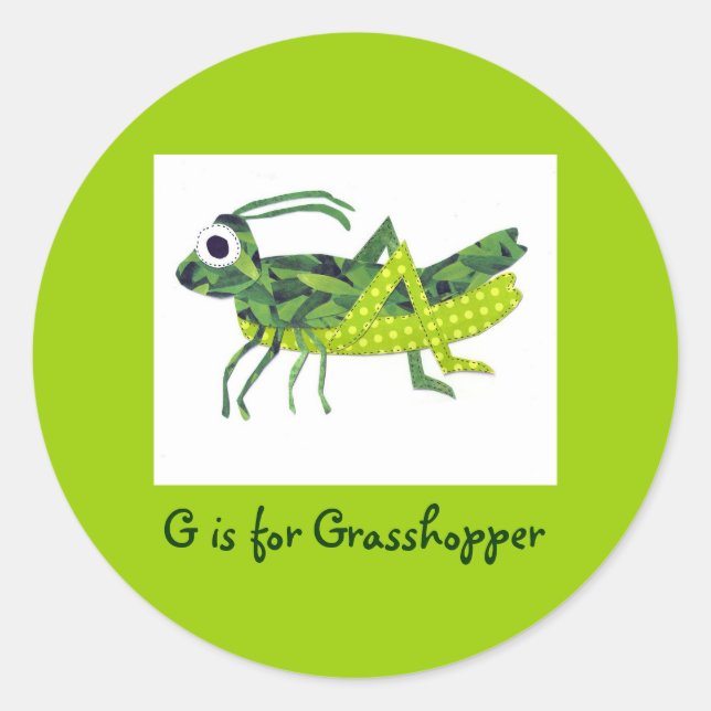 G ist für Grasshopper Runder Aufkleber (Vorderseite)