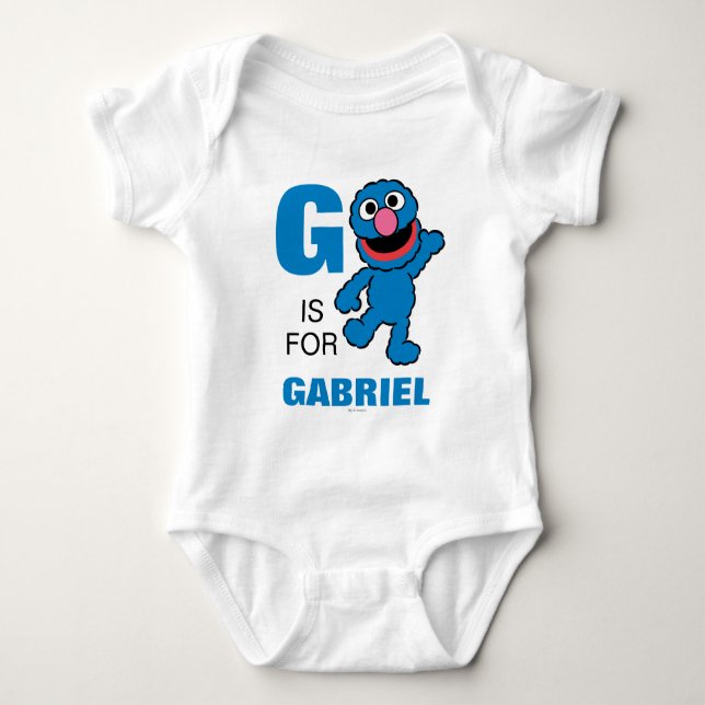 G ist für Grover | Name hinzufügen Baby Strampler (Vorderseite)