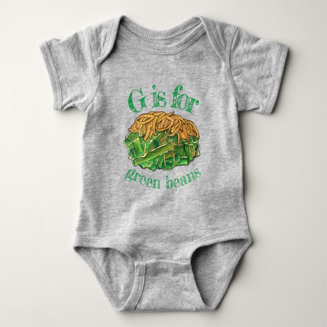 G ist für Grüne Bean Casserole Pilzsuppen Baby Strampler (Vorderseite)