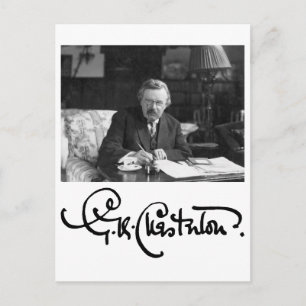 G.K. Chesterton am Arbeitsplatz Postkarte