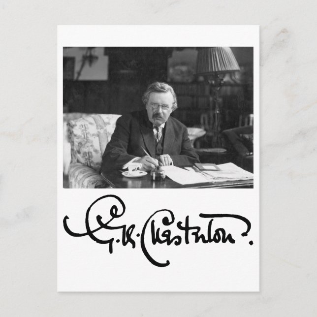 G.K. Chesterton am Arbeitsplatz Postkarte (Vorderseite)