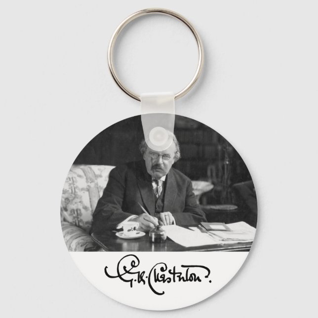 G. K. Chesterton bei der Arbeit Schlüsselanhänger (Vorderseite)