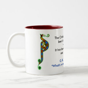G.K. Chesterton; Kaffee-Tasse - 1 Zweifarbige Tasse