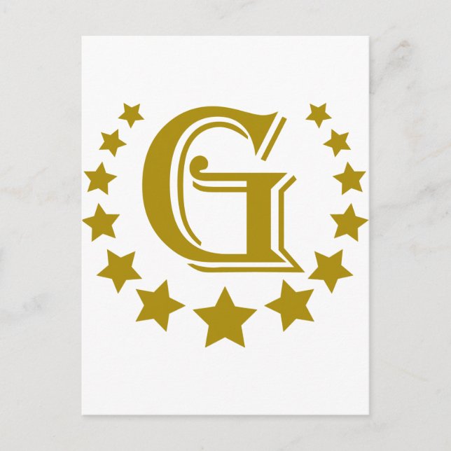 G-Letter-Stars-Crown- Postkarte (Vorderseite)