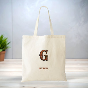 G mit Werkzeugleder geprägtes westliches Monogramm Tragetasche