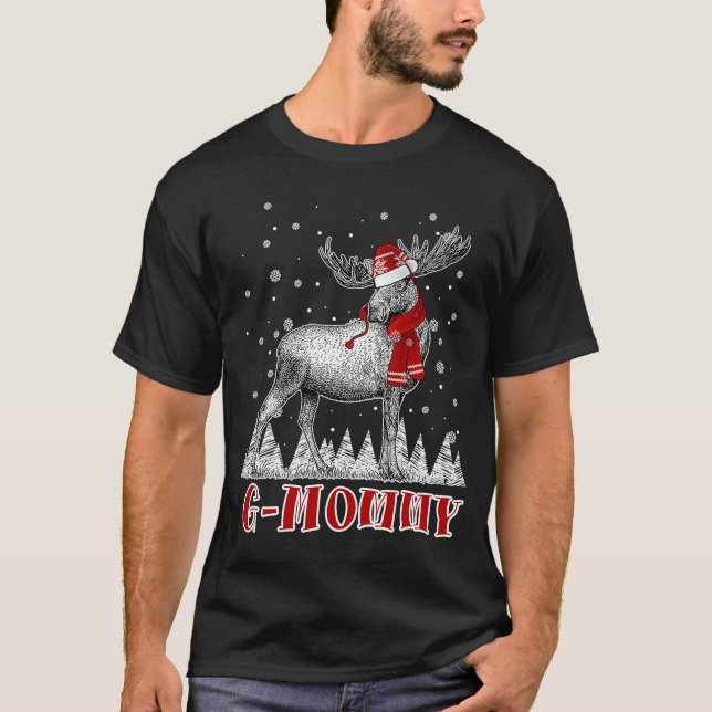 G Mommy Moose Wear Weihnachtsmannmütze Matching Ch T-Shirt (Vorderseite)