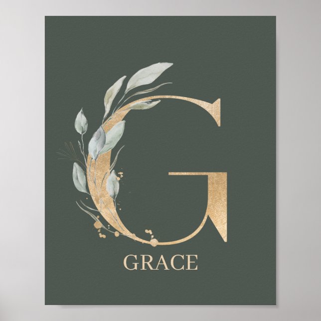 G Monogram Floral Personalized Poster (Vorne)