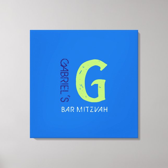 G Monogram, Initial Bar Bat Mitzvah Sign-In Board Leinwanddruck (Vorderseite)