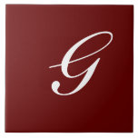 G Monogram Initial White on Maroon Fliese<br><div class="desc">Classic White Letter Monogram on Dark Red Background,  G.</div>