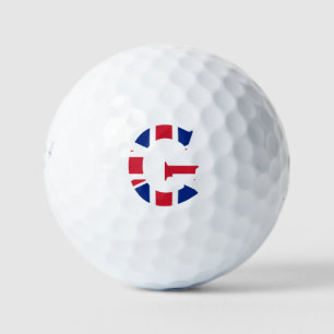 G Monogram überlagert sich auf der Flagge der Unio Golfball