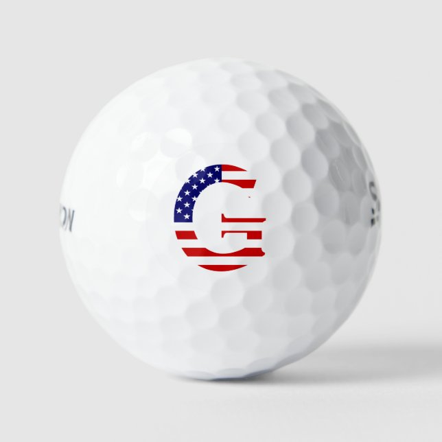 G Monogram überlagert sich auf US Flag ssf gbcnt Golfball (Vorderseite)