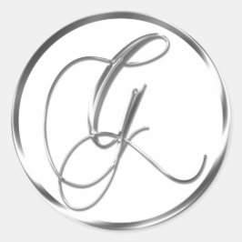 G Monogramm Imitate Silberumschlag oder Gutes Sieg Runder Aufkleber