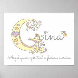 G Monogramm Kunst Gina Mädchen Name Bedeutung Post Poster