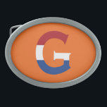 G Monogramm überlagert auf NLD-Flagge auf oder bbc Ovale Gürtelschnalle<br><div class="desc">G Monogram überlagerte sich auf der niederländischen Flagge auf orange Gürtelschnalle Design © Trinkets and Things 2022 - AHP Design. Alle Rechte vorbehalten.</div>
