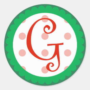 G Monogramm (Whimsical Christmas) Runder Aufkleber