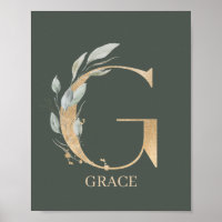 G Monogramme Floral Poster personnalisé