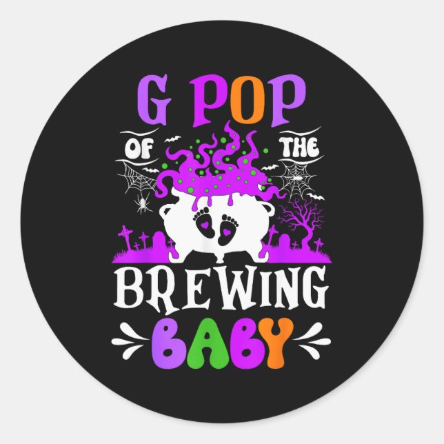 G P Of The Brewing Baby Grandpa To Be Halloween  Runder Aufkleber (Vorderseite)