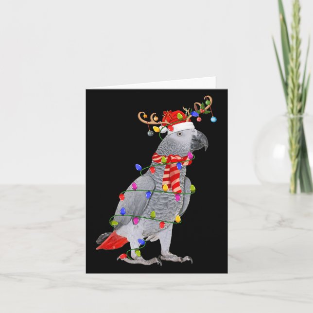 G Parrot Bird Christmas Lights Rentier Weihnachtsm Karte (Vorderseite)