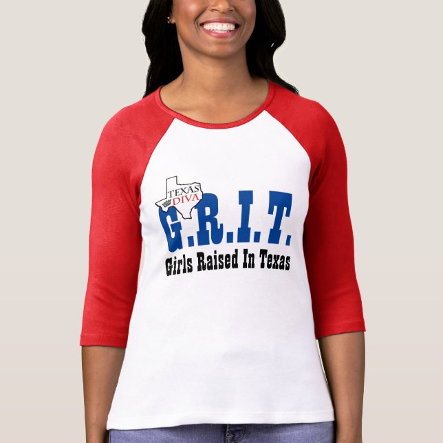 G.R.I.T. - in Texas aufgezogene Mädchen T-Shirt (Vorderseite)
