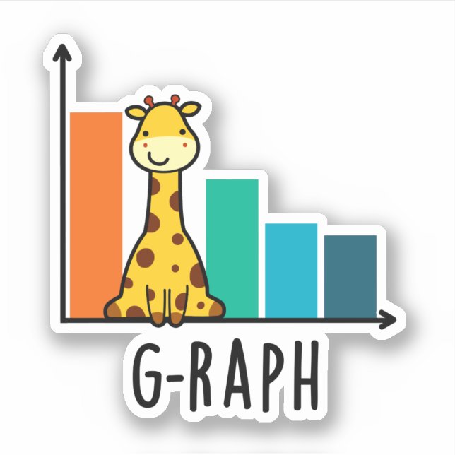 G-raph Funny Giraffe Graph Pun Aufkleber (Vorderseite)