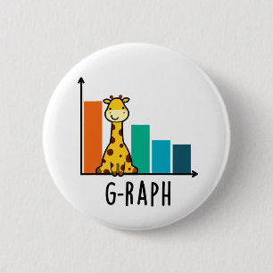G-raph Funny Giraffe Graph Pun Button