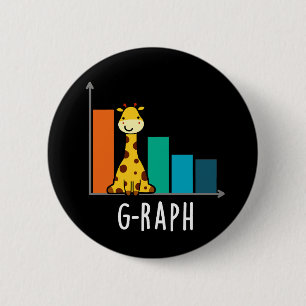 G-raph Funny Giraffe Graph Pun Dark BG Button