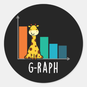 G-raph Funny Giraffe Graph Pun Dark BG Runder Aufkleber
