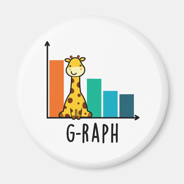 G-raph Funny Giraffe Graph Pun Magnet (Vorne)