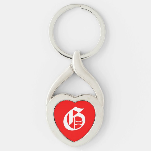 "G" Rotes Herz Schlüsselanhänger (Vorderseite)