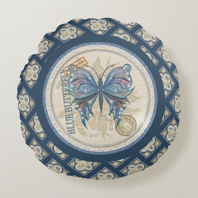 G Schmetterling Rundes Kissen (Vorderseite)