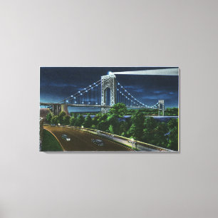 G. Washington Bridge, Hudson bei Nacht Leinwanddruck