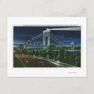 G. Washington Bridge, Hudson bei Nacht Postkarte