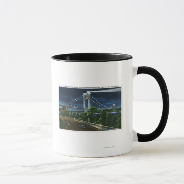 G. Washington Bridge, Hudson bei Nacht Tasse (Rechts)