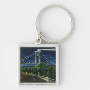 G. Washington-Brücke, der Hudson nachts Schlüsselanhänger