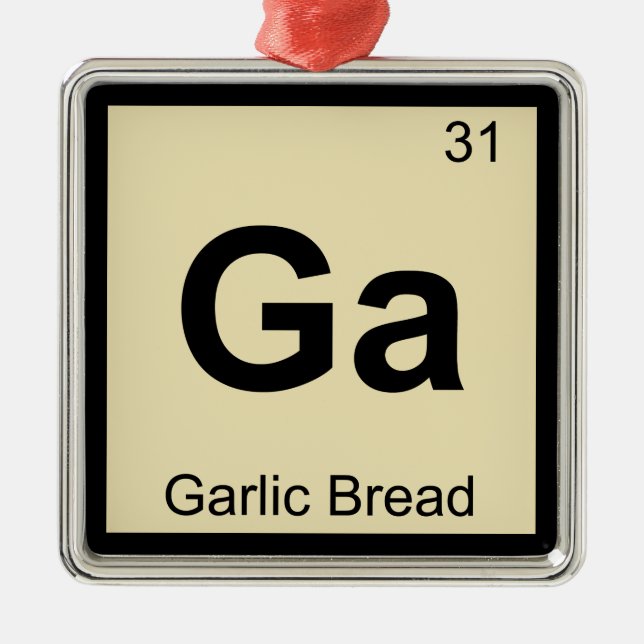 Ga - Knoblauchbrot Chemie Periodisches Symbol Silbernes Ornament (Vorne)