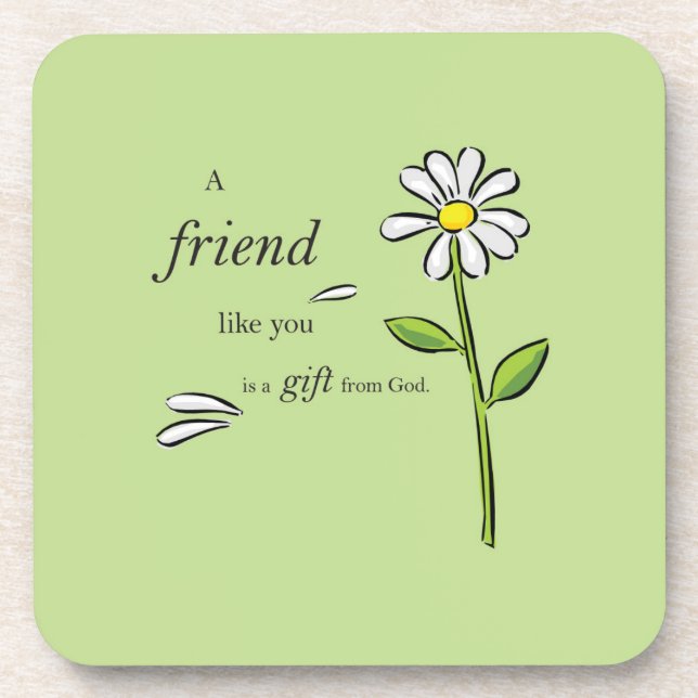Gabe eines Freundes Gottes, Daisy auf Grün, Religi Getränkeuntersetzer (Vorderseite)