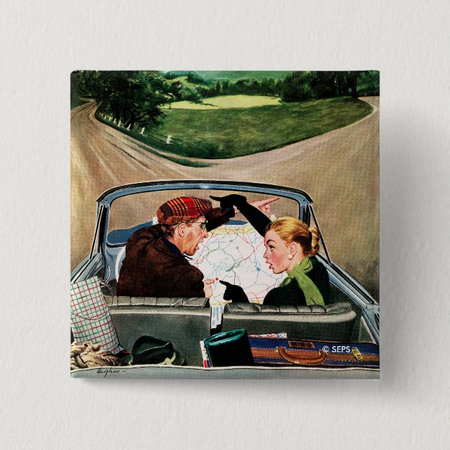 Gabel auf der Straße Button (Vorderseite)