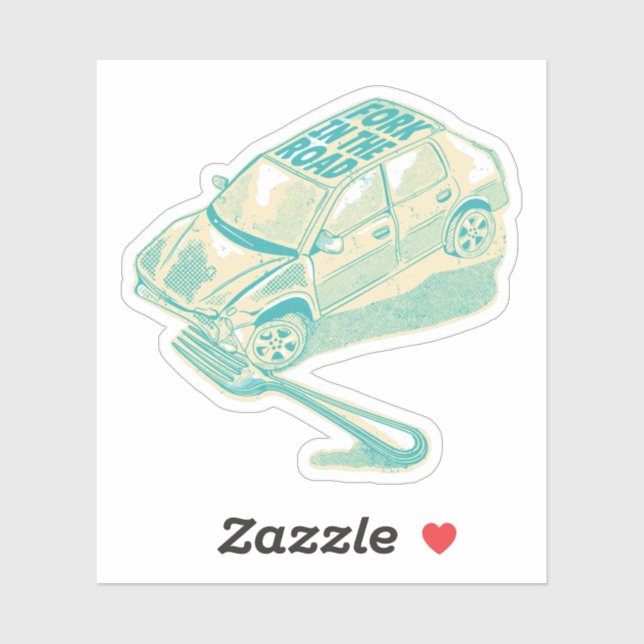 Gabel im Straßenverkehrsunfall Aufkleber (Blatt)